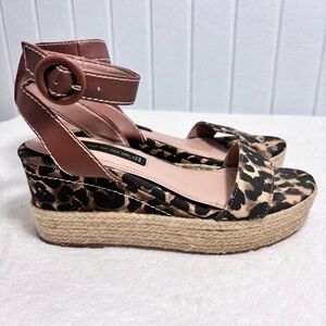 Steven‎ by Steve Madden Leopard Print Wedge Heels Espadrilles  size 6.5